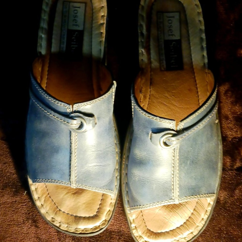 Josef Seibel Blue Leather Sandals